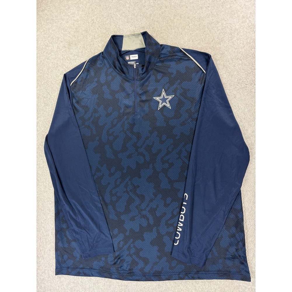Dallas Cowboys NFL‎ Screened Logo 1/4 Zip Stadium Pullover (Men's 2XL) Blue